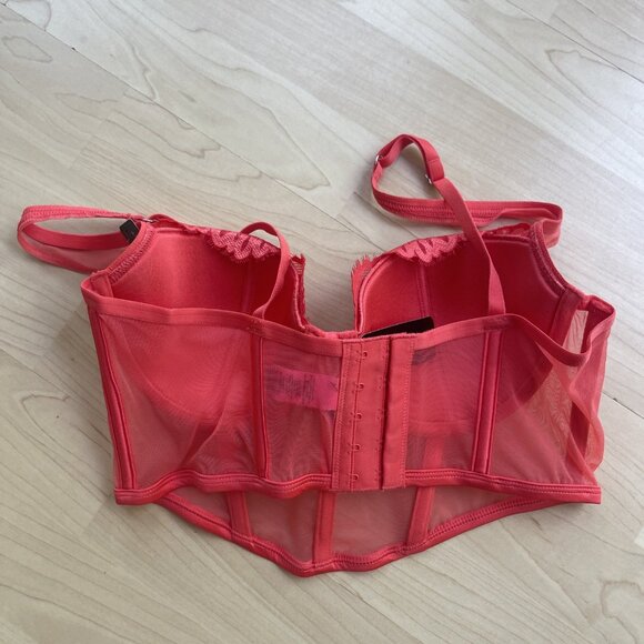 NWT La Senza Corset lace Bustier Sexy Padded Lined Bra Cayenne Red All Sz S-XL+ - Picture 3 of 16